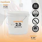 FastRack 2 Gallon Fermentation Bucket with Lid | BPA-Free Food-Grade Plastic | HDPE Brew Bucket with Handle & Grommeted Lid | Ideal for Beer, Wine, Mead, Cider & Food Storage
