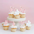 Ercadio 40 PCS Edible Ballerina Cupcake Toppers Pink Ballet Dancer Girl Cupcake Drink Topper Picks Dancing tutu Cake Decorations for Baby Shower Theme Ballet Girl Birthday Party Supplies