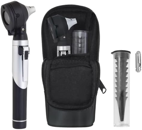 Fiber Optic Mini Otoscope - Ear Scope with Light for Infection Detection, Wax Removal, and at-Home ENT Exams (Black Color)