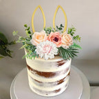DRWATE Easter Cake Topper Flower Cake Decorations Bunny Ears Cake Topper for Easter Festival Birthday Party Baby Shower Supplies (Style 1)