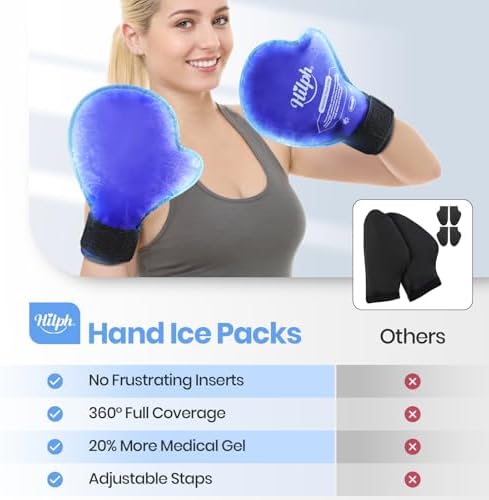 Hilph Large Hand Ice Pack Gloves for Pain Relief 2 Pack, FSA Eligible, Gel Cold Therapy Gloves for Full Hands Finger Wrist Swelling, Chemotherapy & Neuropathy, Carpal Tunne, Arthritis, Working Hands