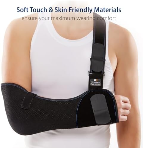 Comforband Duluxe Shoulder Immobilizer Arm Sling – Medical Sling with Adjustable Shoulder and Waist Straps for Torn Rotator Cuff, Clavical, Elbow, Forearm Injury (Large)