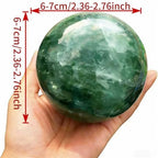 Natural Stone Crystal Sphere Feng Shui Home Decoration Ball Positive Energy Scrying Orb for Meditation Tool for Spiritual Space Purification Globe Diameter 6-7cm Green Fluorite Sphere