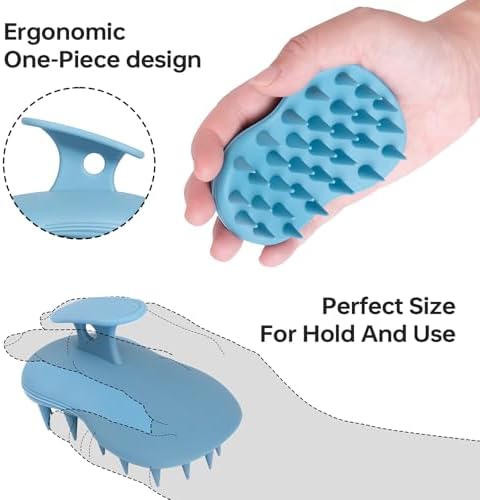 2pcs Shampoo Brush Hair Scalp Massager,100% Silicone Scalp Scrubber,Scalp Exfoliator for Stress Relax Hair Growth(Blue+Orange)