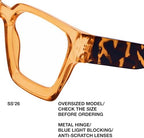 livho Oversized Eyewear Frame for Woman and Men - Rectangle Fashion Glasses for Computer, Chic Preppy Frame