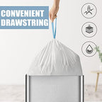 Small Trash Bags 4 Gallon - Drawstring 4 Gallon Trash Bag, Tear-Free 4 Gal Small Garbage Bags, Separated Unscented White Small Trash Bags Bathroom Trash Bags, 57 Count
