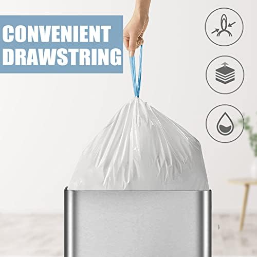 Small Trash Bags 4 Gallon - Drawstring 4 Gallon Trash Bag, Tear-Free 4 Gal Small Garbage Bags, Separated Unscented White Small Trash Bags Bathroom Trash Bags, 57 Count