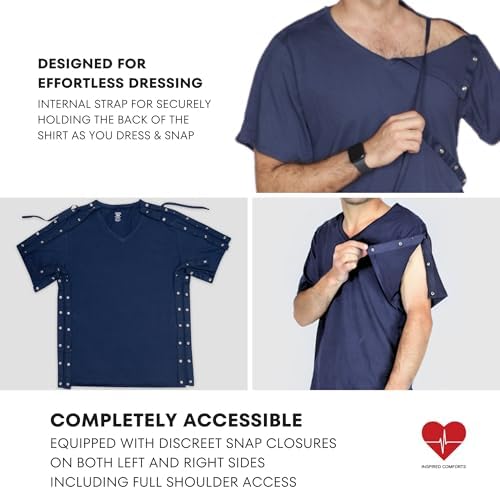 Inspired Comforts Unisex Post Surgery & Rehab V Neck Dual Access Snap Shirt
