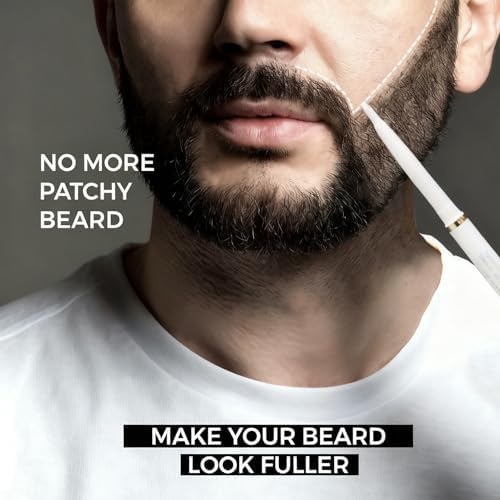 Beard Filler Pen, 3 Pieces Beard Contour Pencils, Enhance and Color Facial Hair (White, Black, Brown)