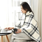 Windproof Fleece-Lined Wheelchair Coat with Hood Ponchos Adult, Reusable Travel Blanket Wearable Blanket with Hood for Seniors(Grey,100x140cm)
