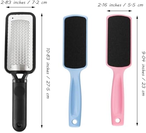 Foot Files Rasp Pedicure Double Sided Stainless Steel Feet Scrubber Health Care for Dead Skin Cuticle Callus Remover Feet Heel Cleaner Tool Kit 3pcs