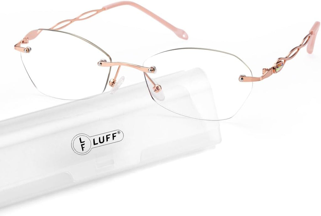 LUFF Stylish Rimless Reading Glasses for Women Anti-Blue Light, Fashion Comfortable and Lightweight Frameless 1PC Reader