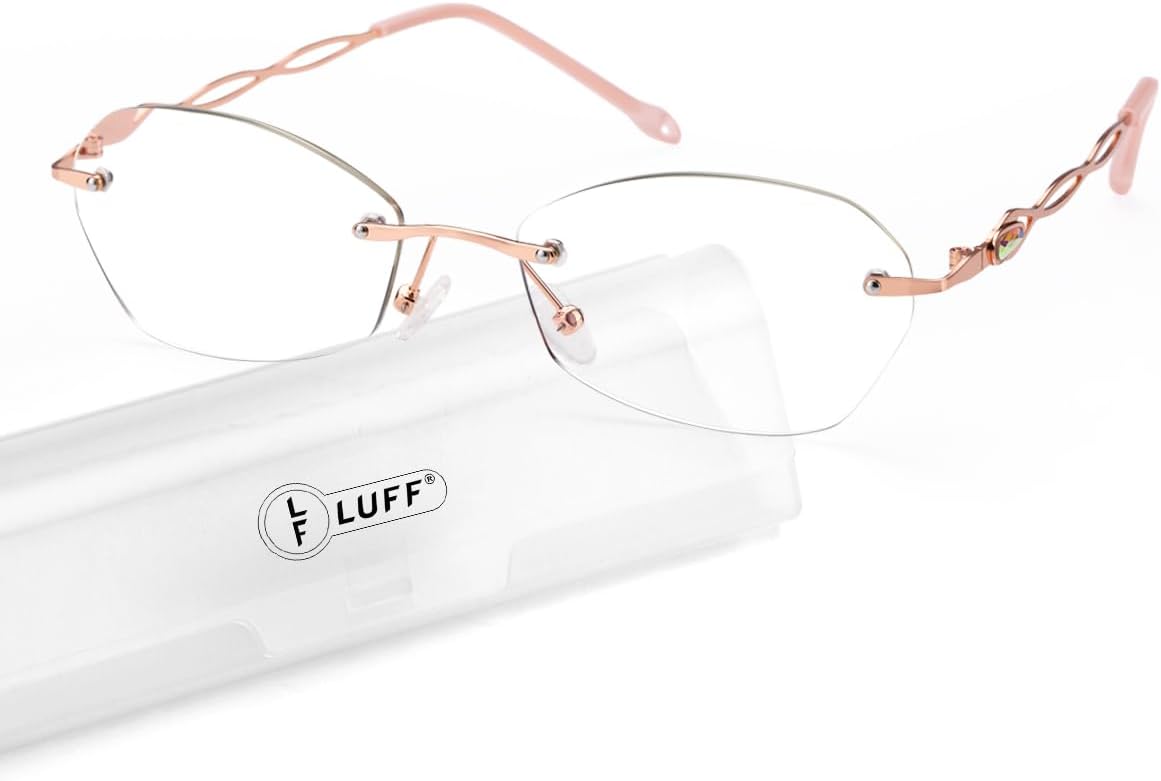 LUFF Stylish Rimless Reading Glasses for Women Anti-Blue Light, Fashion Comfortable and Lightweight Frameless 1PC Reader