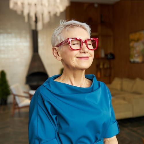 OCCI CHIARI Women Oversized Square-Cateye Reading Glasses RetroThick Readers Comfort Eyeglasses