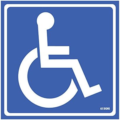 (4 Pack) Disabled Wheelchair Sign Stickers, Disability Sign, Handicap Sign Sticker, Vinyl Sticker Decal, 5.5 x 5.5" inch. Blue and White Sticker Decals