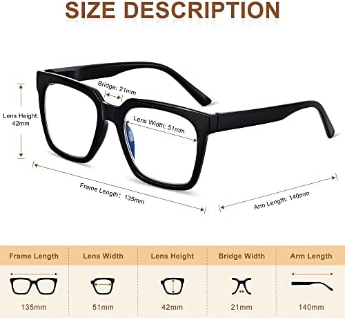 EASY READ 3 Pairs Reading Glasses for Women, Squre Computer Blue Light Blocking Anti UV Readers with Spring Hinge