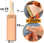 4-Sided Leather Strop with Diamond Polishing Compound, Extra Large 15.7"x3", Thickened Water Buffalo, Stropping Kit for Chef's Knife Sharpening and Woodworking-Chisel/Plane Honing Mirror Edge