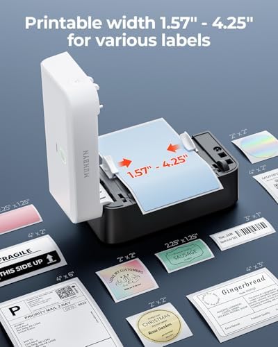 MUNBYN Bluetooth Thermal Label Printer RW403B, Wireless 4x6 Shipping Label Printer for Small Business, Compatible with Android, iPhone, Windows, Mac, Chromebook, Print Width 1.57"-4.25"
