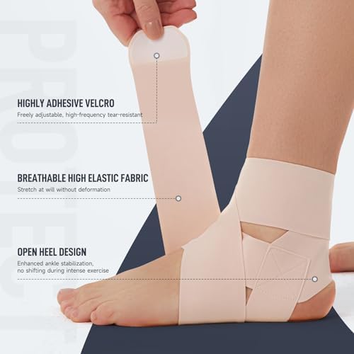 Ultra Thin Ankle Wraps Ankle Brace for Men ＆ Women, Adjustable Ankle Straps for Arch, Sprained Foot, Tendinitis, Football, Basketball, Running（Misty Rose, Pack of 1）