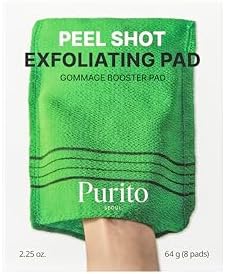 PURITO PEEL SHOT Exfoliating Pad | for Blackheads, Whiteheads & Pores | Charcoal + Enzyme Deep Clean | Instant Glow & Smooth Texture | Gentle Daily Exfoliation | Korean Skincare, 8 Pads
