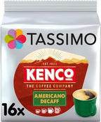 Tassimo Kenco Americano Decaf Coffee Pods (Pack of 4, Total 64 Decaffeinated Capsules)