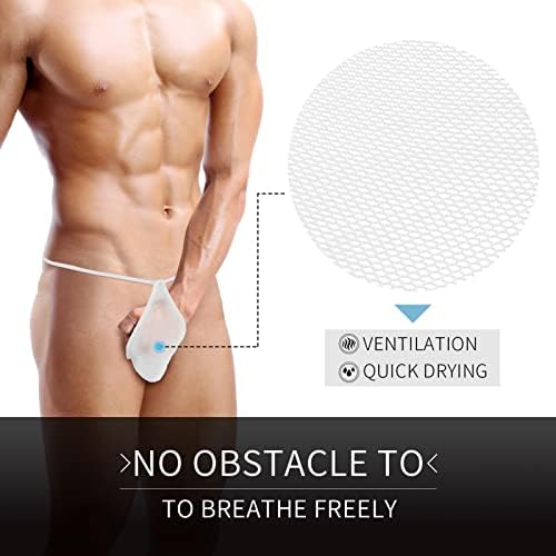 Men's Mesh See Through Thongs G-String T-Back Bikini Underwear