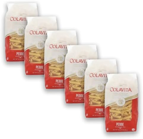 Colavita Penne Ziti Pasta 1lb – Pack of 6 – Authentic Italian Pasta Made with 100% Durum Wheat Semolina – Perfect for Sauces, Bakes, and Salads – Non-GMO and Kosher Certified