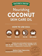 Nature's Truth Coconut Oil for Skin | Unscented Liquid Oil | Pure Plant Based | Paraben and Gluten Free | 4 oz