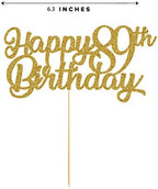 89th Birthday Cake Topper, Gold Glitter Cheers To 89 Years Party Decoration, Supply