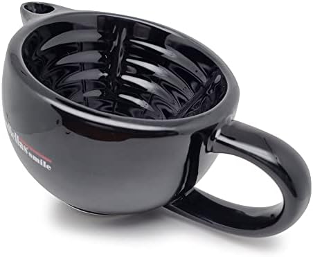The Goodfellas' smile Scuttle Shave Mug (BLACK) - Ceramic Shaving Bowl That Keeps Lather Rich & Hot, Handmade Quality, Get a Barbershop Shave At Home Daily, Great Gift