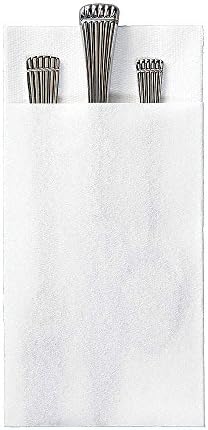 Hoffmaster 066033 Linen-Like Quickset Dinner Napkin, Unembossed, 1/8 Fold, 17" Length x 15" Width, White (Case of 300)