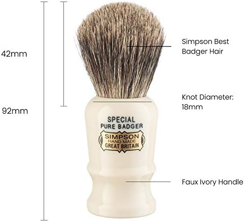 Simpsons Special Pure Badger Hair Shaving Brush With Imitation Ivory Handle