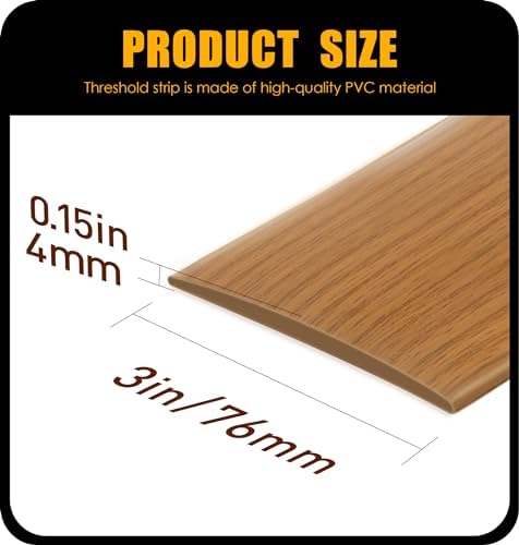 Bnell Floor Transition Strip Self Adhesive Vinyl Laminate Floor Cover Strip 3" Flat Divider for Joining Gaps and Doorway Transitions (3.3Ft, 7.6cm, Yellow Oak)