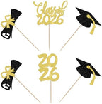 24 PCS 2026 Graduation theme Cupcake Toppers Glitter Congrats Grad Diploma 2026 Graduation Cap Cupcake Picks Class of 2026 Cake Decorations for 2026 Graduation Theme Party Supplies Gold