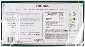 Koska Turkish Delight (Lokum) with Pistachio, 17.64 oz 1.10 Ibs 500 gr Lokum