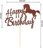 Horse Happy Birthday Cake Topper, Horse Racing Theme Party Decoration for Boys, Girls, Men, Women & Kids