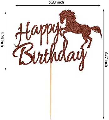 Horse Happy Birthday Cake Topper, Horse Racing Theme Party Decoration for Boys, Girls, Men, Women & Kids