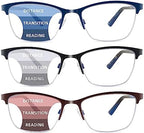 HIYANJN progressive reading glasses for women men No Line Blue Light Multifocal Readers Metal Computer Eyeglasses 3pk
