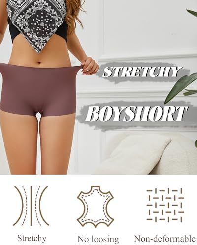 CUTE BYTE Womens Seamless Boy Shorts Underwear Soft Stretch No Show Boxer Shorts Briefs Panties for Ladies 4 Packs