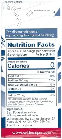 SEL DES ALPES IODIZED FINE SALT 24.7 OZ (1.5 LB) 700 G