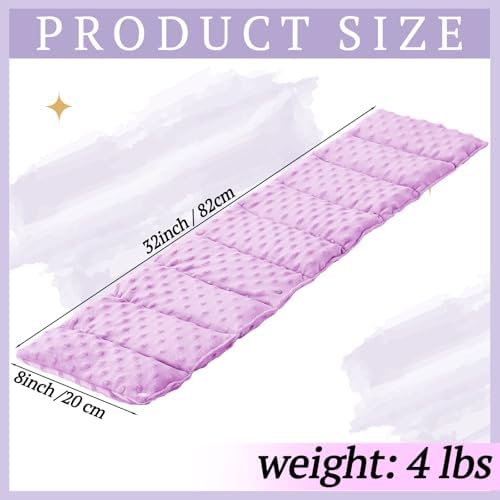 4 lb Sensory Weighted Neck Wrap 32 x 8 Inch Shoulder Wrap Weighted Neck Shoulder Pad Glass Bead Filled Dual Texture for Adults Relaxation(Purple)