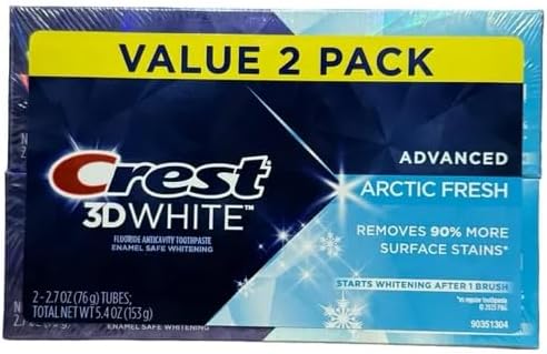 Crest 3D White Advanced Whitening Toothpaste, Arctic Fresh, 2.7 oz Value 2 Pack