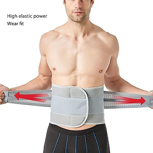 Back Brace, XL Back Brace Grey - Elastic, Adjustable, Breathable Fabric - Removable Lumbar Support for Lower Back Pain, Suitable for Sports, Work, Daily Use