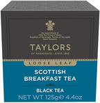 Taylors of Harrogate Scottish Breakfast, Black Tea, Loose Leaf Tea, 4.41 Ounce Carton (Pack of 1), Strong, Malty and Full, Caffeinated, Premium Whole Leaf Tea