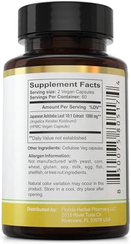 Florida Herbal Pharmacy, Japanese Ashitaba Leaf Extract Capsules 10:1 (120 Capsules) Two Months Supply