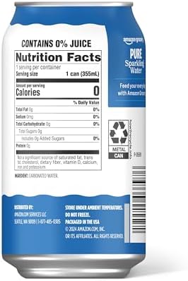Amazon Grocery, Sparkling Water, Pure, 12 Fl Oz, 12 Cans