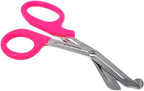 HTI Trauma Shears 7.25" All-Purpose Stainless Steel Paramedic, ER Nurse, EMT, EMS, First Responder Tactical Scissors with Serrated Blade for Outdoor Camping Rescue Tool (Hot Pink Handle)