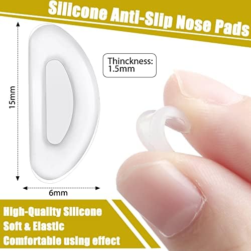 Frienda 24 Pairs Eyeglass Nose Pads, Soft Silicone Adhesive Cushion with Sticky Backing, D Shape Anti-Slip Air Chamber for Eyeglasses & Sunglasses(Transparent)
