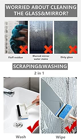 Xicennego Multifunctional Double-Sided Glass Sponge Cleaning Brush Wiper Mirror Glass Tile Cleaning Brush Bathroom Squeegee(1pack)