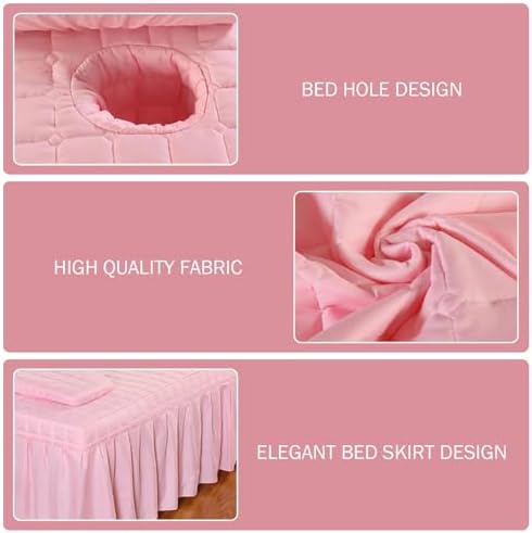 Massage Bed Cover with Pillowcase 73x28 Inch Massage Table Cover with Hole & Pocket Comfort Reusable Table Sheets for Spa, Beauty, Tattoo..